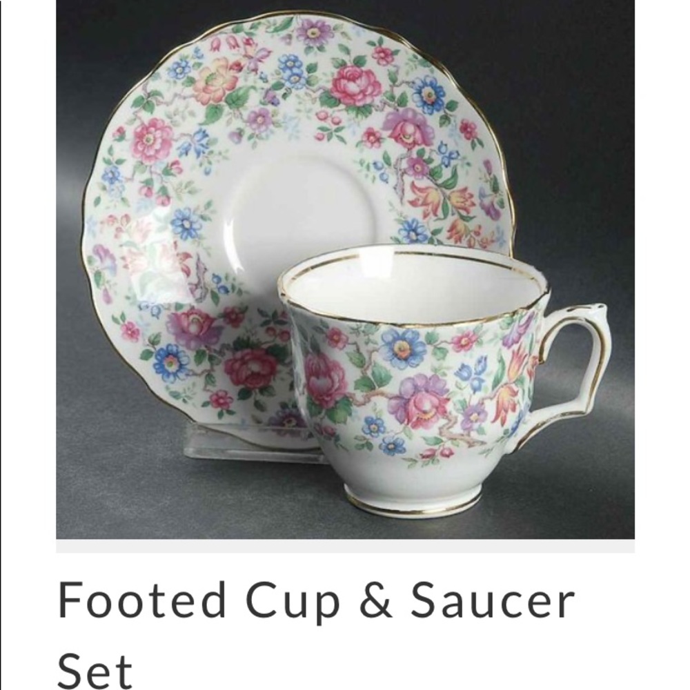 Footed cup +saucer set Springtime by Staffordshire